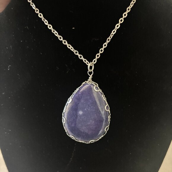 Indigo Blue Stone Pendant Necklace - Picture 2 of 4